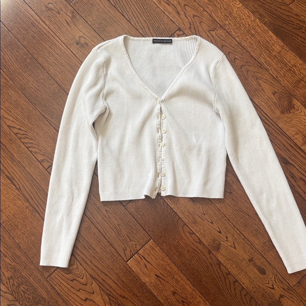 Brandy Melville Cream Ribbed Knit Top
